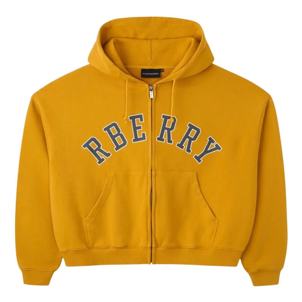 GV Gallery Raspberry Hills Zip Up Hoodie in yellow featuring full front zipper and adjustable hood.