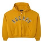 GV Gallery Raspberry Hills Zip Up Hoodie in yellow featuring full front zipper and adjustable hood.